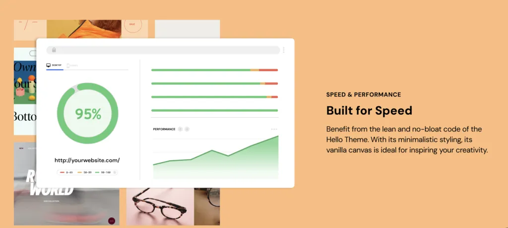 elementor hello theme, built for speed and performance